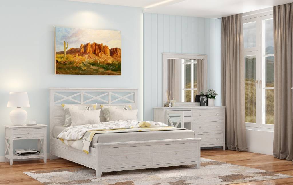 VI Clifton Solid Timber 5 Drawer 1 Door Dressing Table