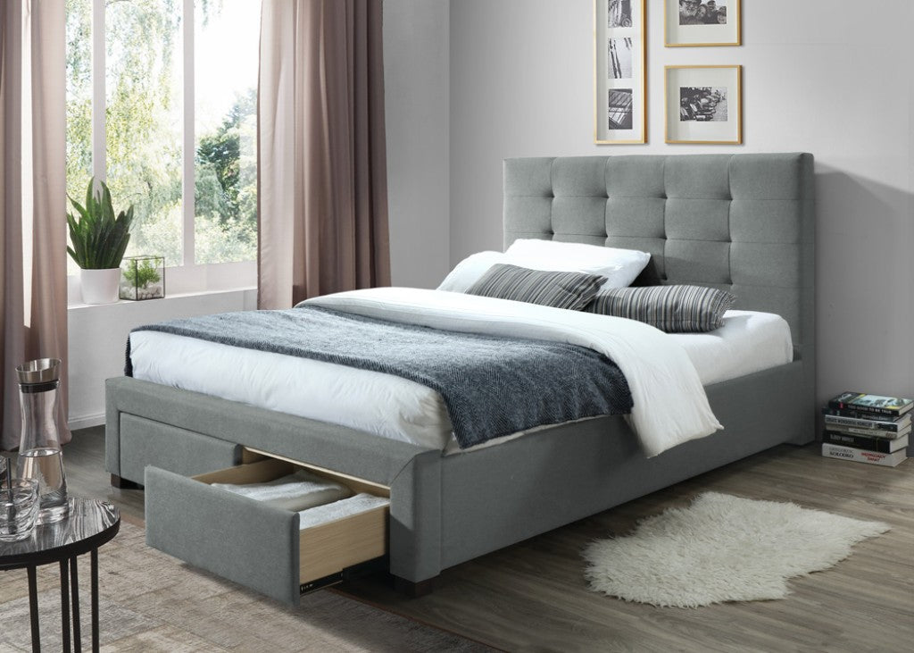 VI Oakley Fabric Uphostered  Bed With 2 Drawers on Bedend-Clearance