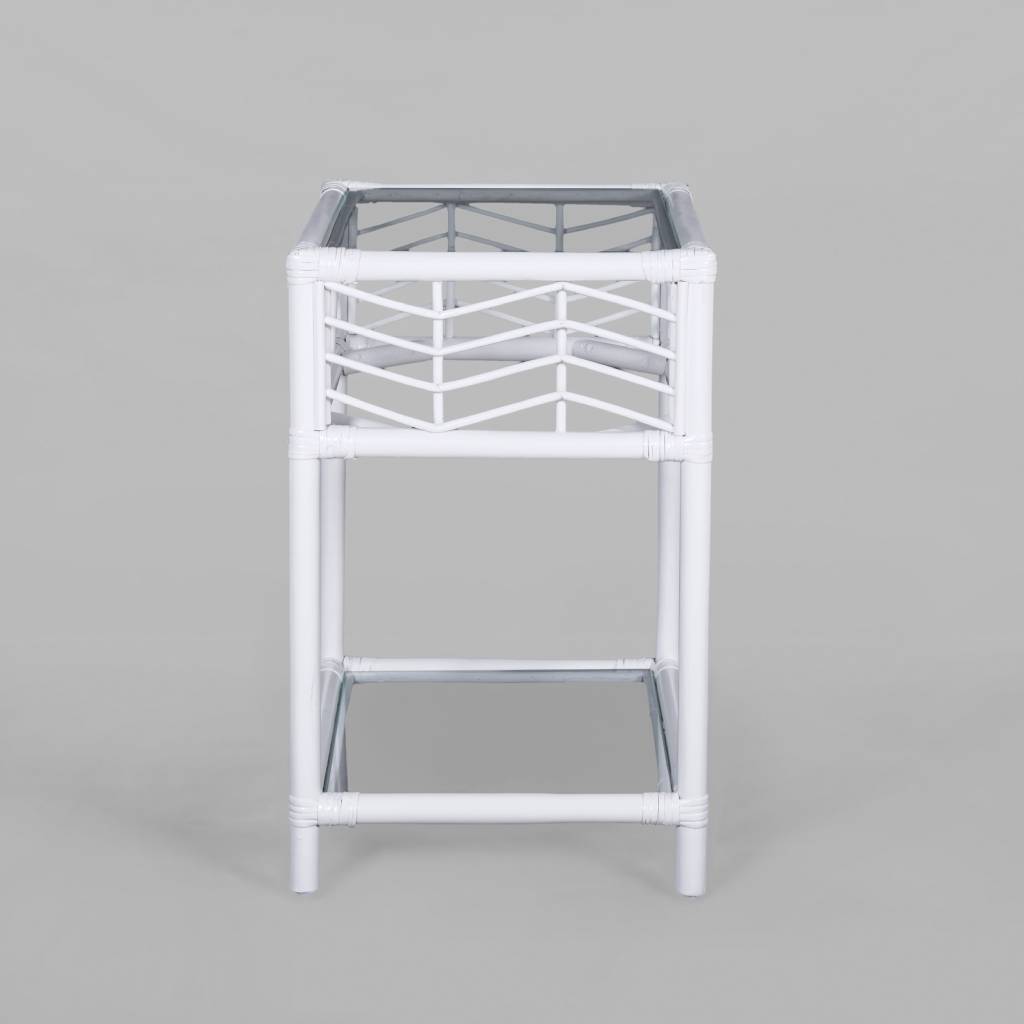 VI Sun Rattan with Glass Top & Shelf Bedside Table