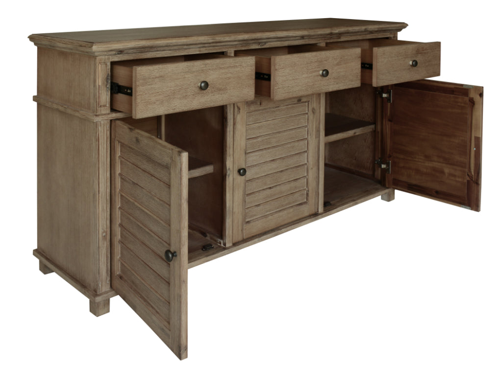 VI Cresswell Solid Timber 3 Door 3 Drawer Buffet