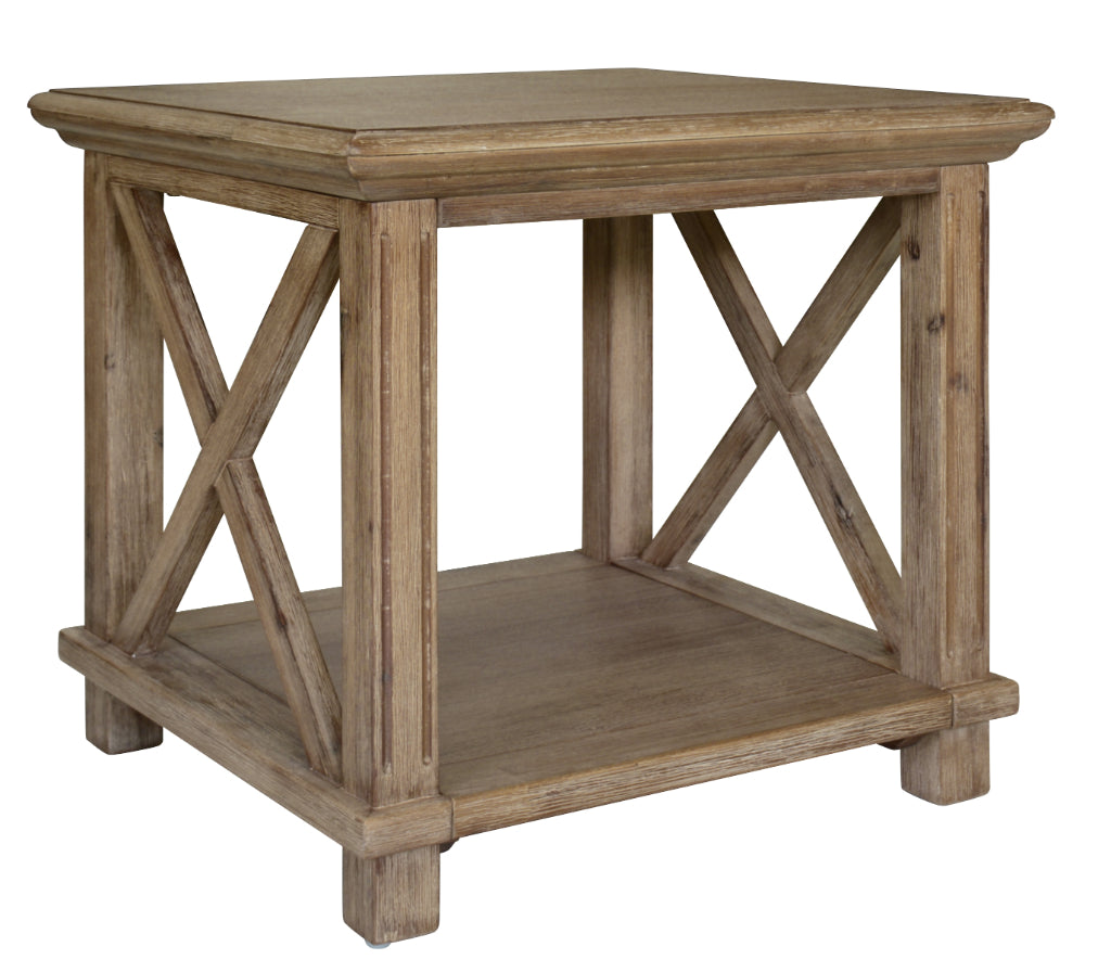 VI Cresswell Solid Timber Lamp Table with Shelf