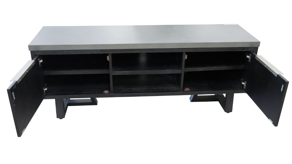 VI Maze Concrete Top Solid Timber 2 Door 1 Drawer Entertainment Unit