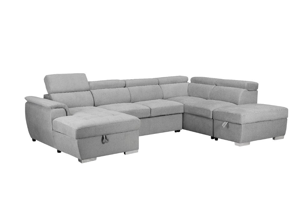 VI Glebe Fabric Upholstered Corner Sofabed Lounge With LHF Chaise