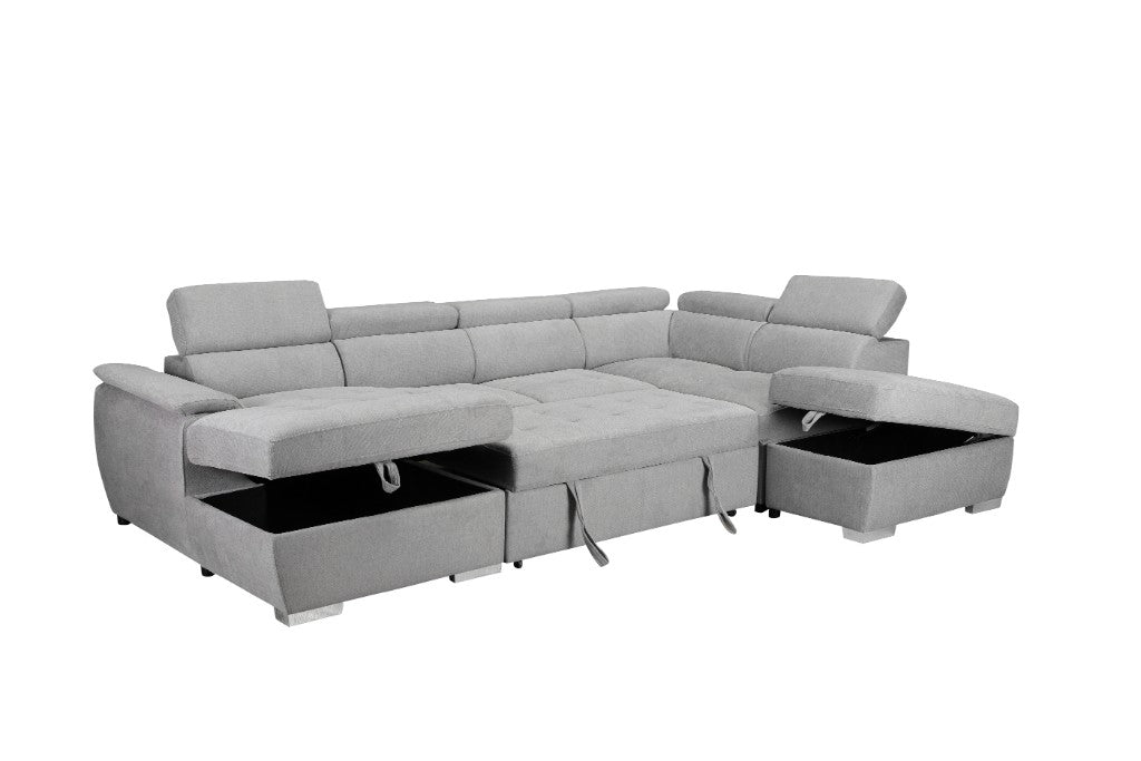 VI Glebe Fabric Upholstered Corner Sofabed Lounge With LHF Chaise
