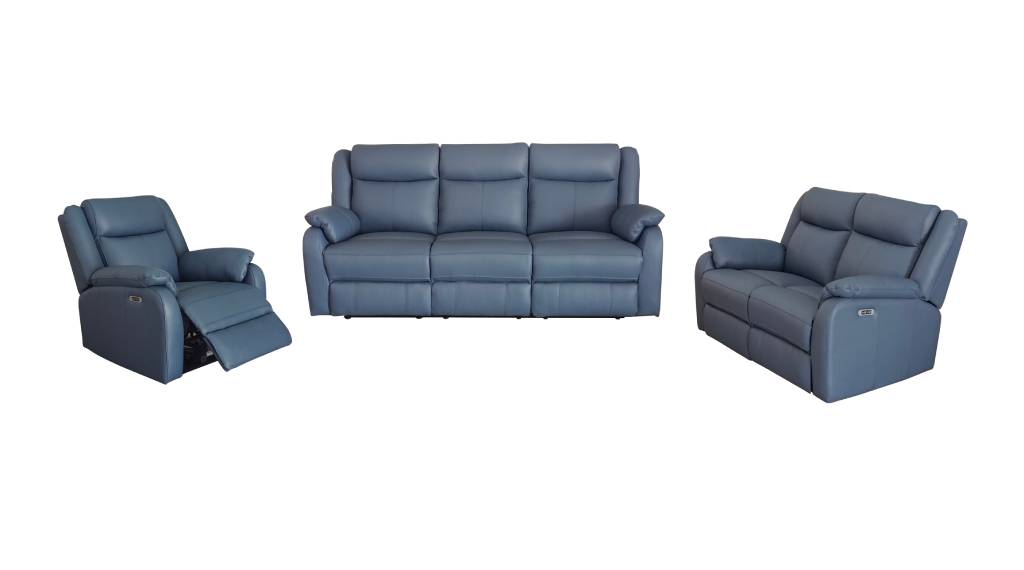 VI  Pinnacle Leather Upholstered 3 Seater + 2 Seater + 1 Seater Recliner Lounge Set