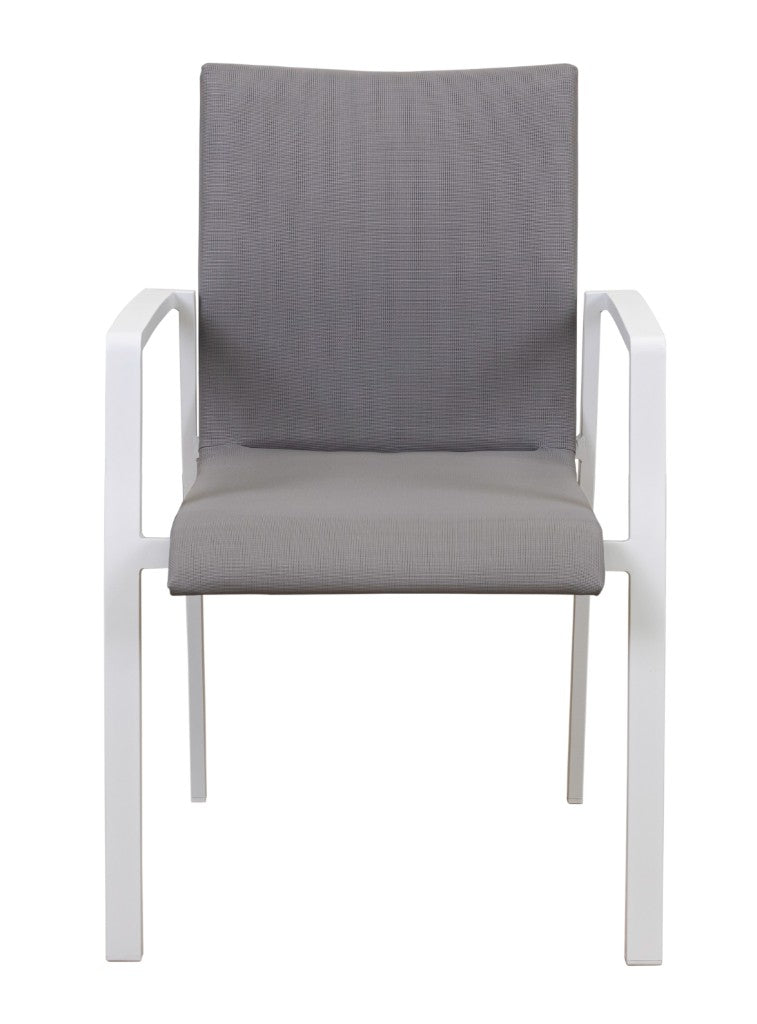 VI  Baska Aluminium Framed Fabric Upholstered Outdoor Stackable Dining Chair