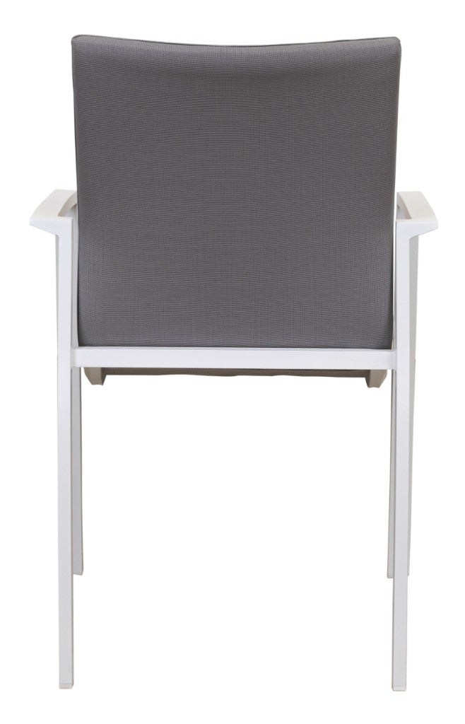 VI  Baska Aluminium Framed Fabric Upholstered Outdoor Stackable Dining Chair