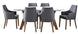 VI LIberty Concrete Top Timber Base Dining Table 6 Chair Set
