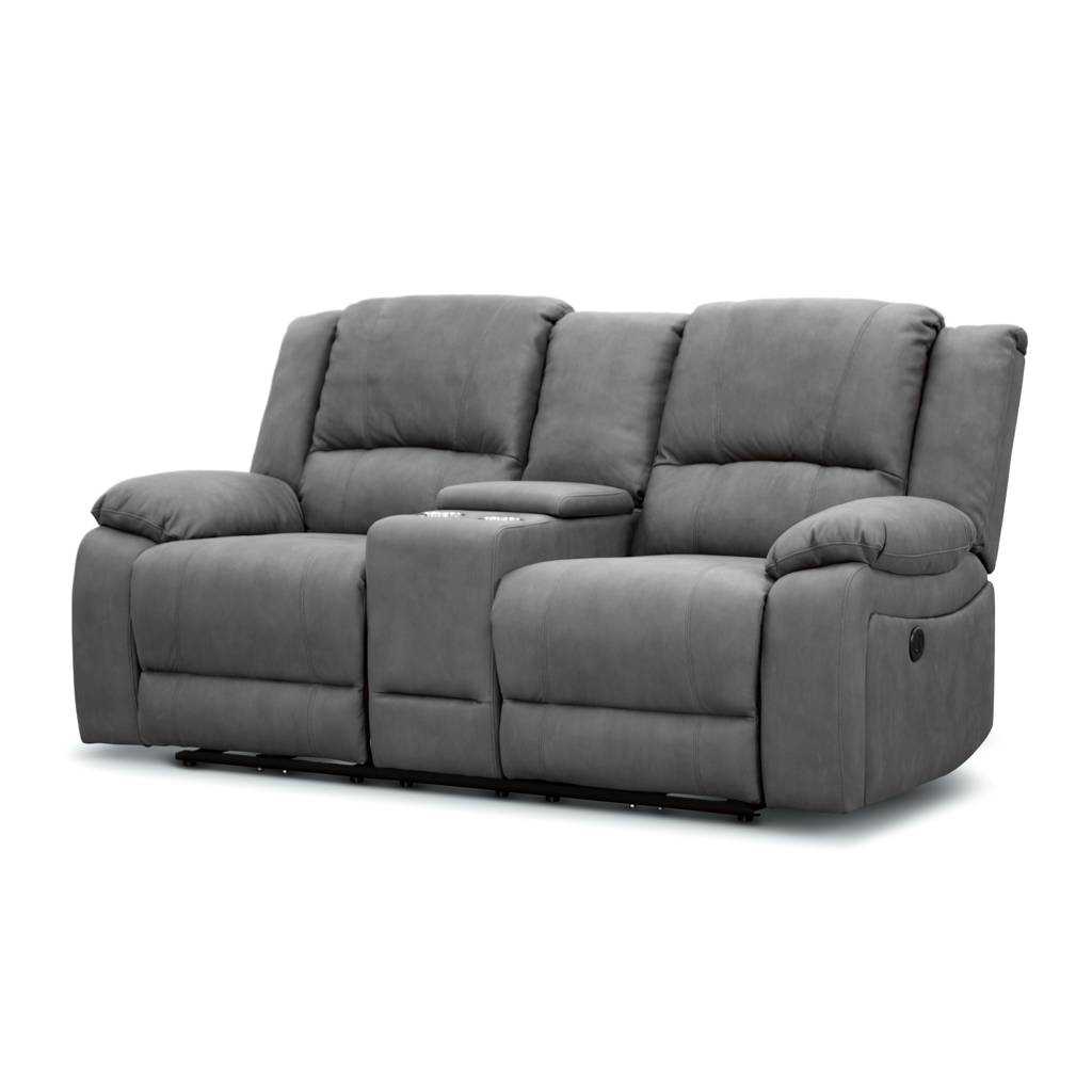 VI Captain 2 Seater Fabric Recliner Lounge with Console