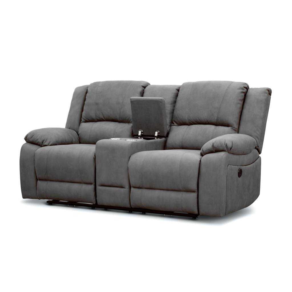 VI Captain 2 Seater Fabric Recliner Lounge with Console