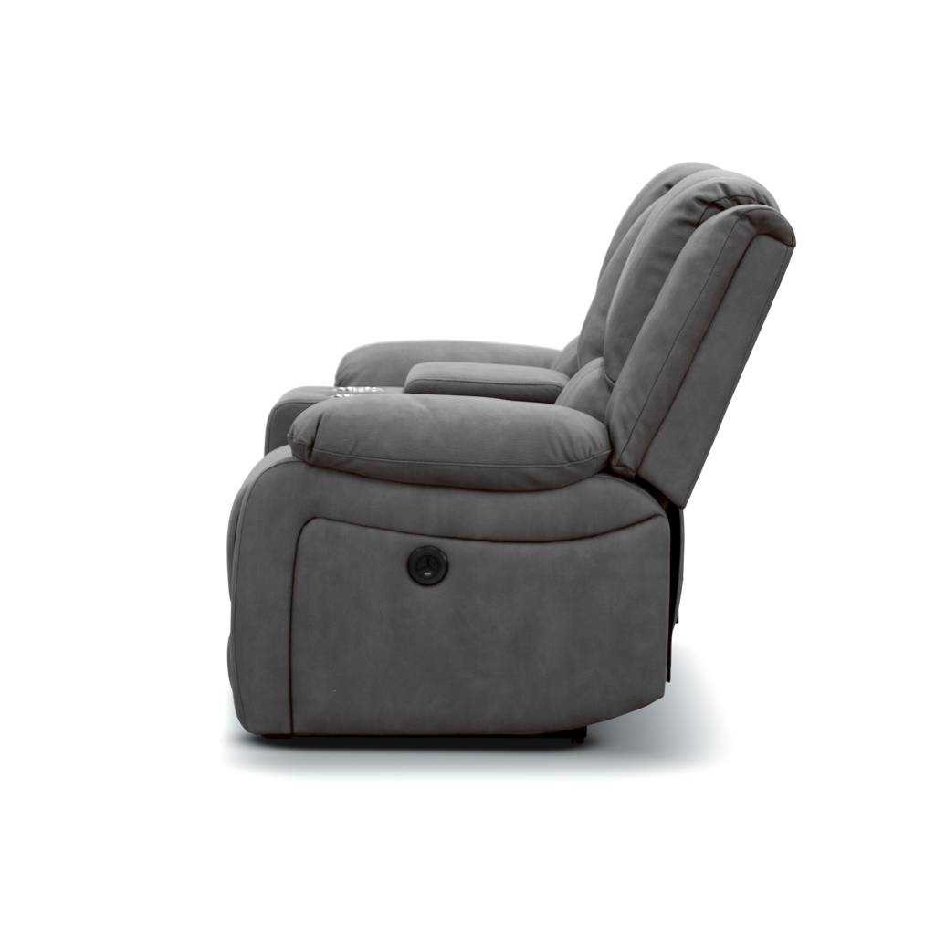 VI Captain 2 Seater Fabric Recliner Lounge with Console