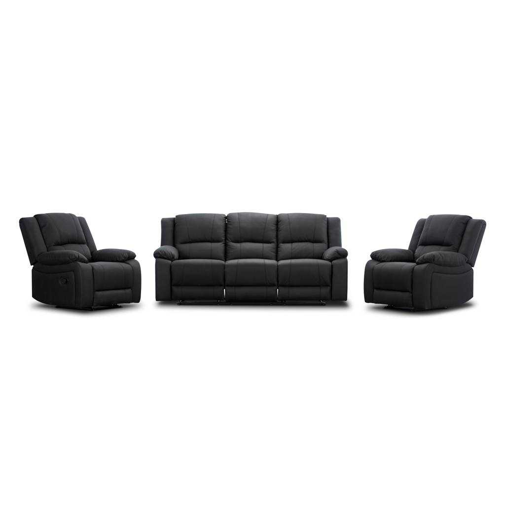 VI Captain 3 Seater Fabric Recliner Lounge with 2 Single Recliners