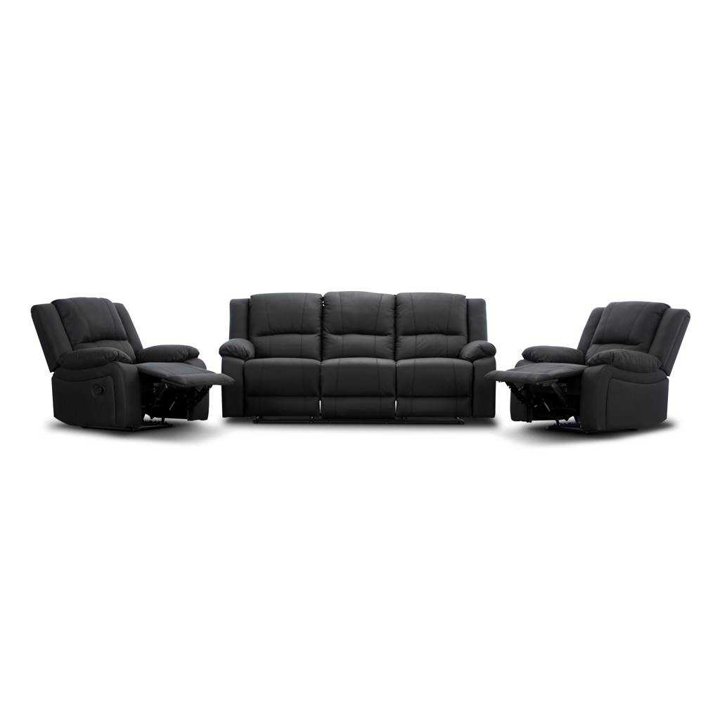 VI Captain 3 Seater Fabric Recliner Lounge with 2 Single Recliners