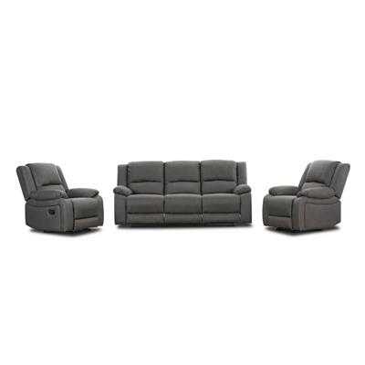 VI Captain 3 Seater Fabric Recliner Lounge with 2 Single Recliners