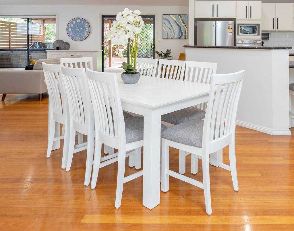 VI Coastal Dining Table with 8 Chairs Set