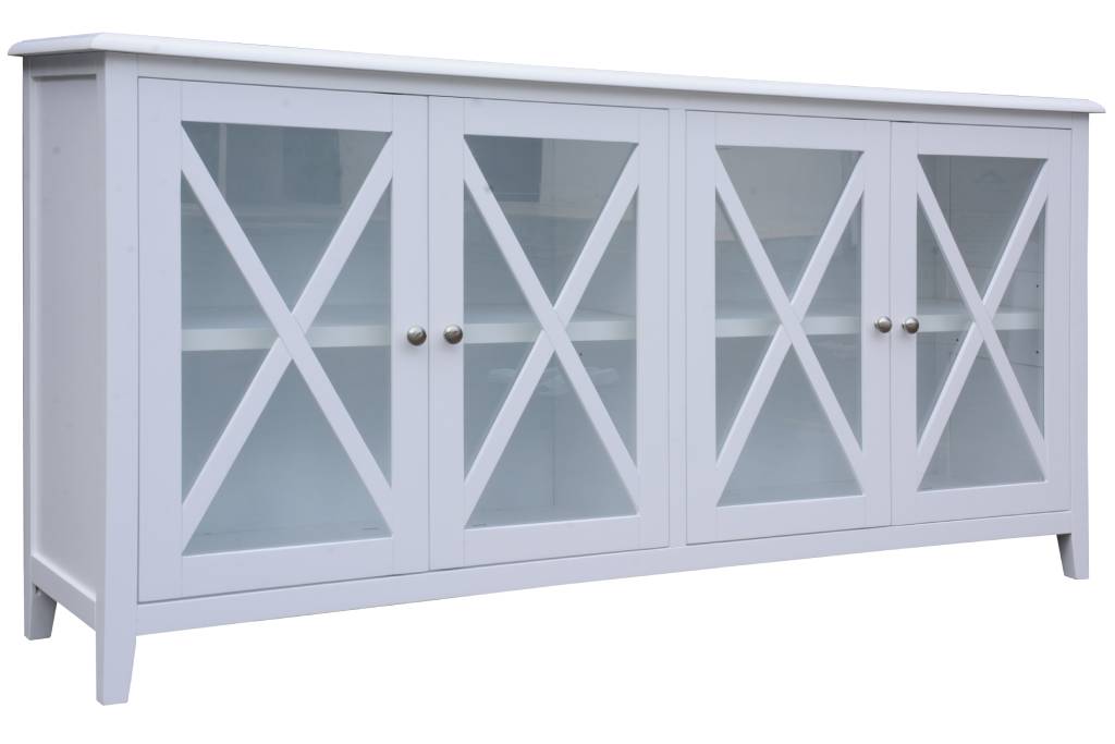 VI Hamilton Solid Timber 4 Glass Door Buffet - White