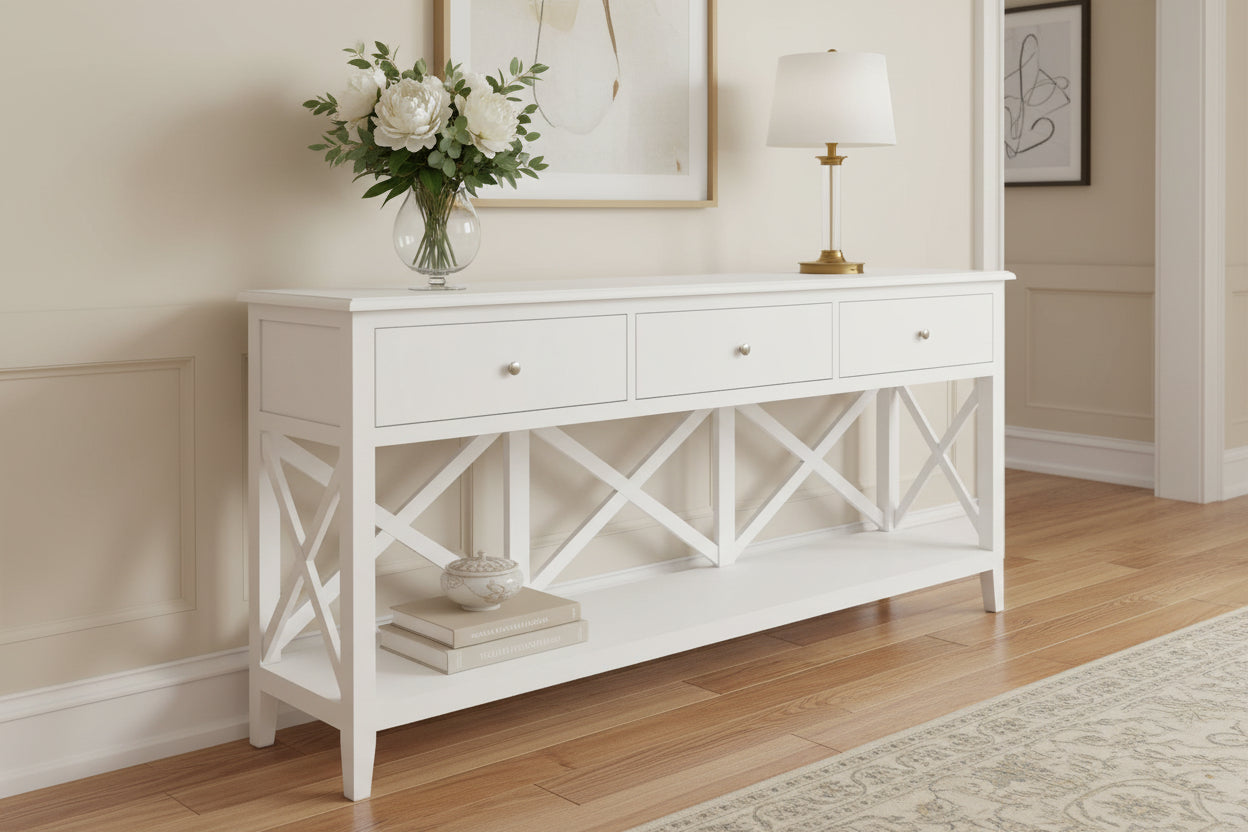 VI Hamilton Solid Timber Framed 3 Drawer Hall Table