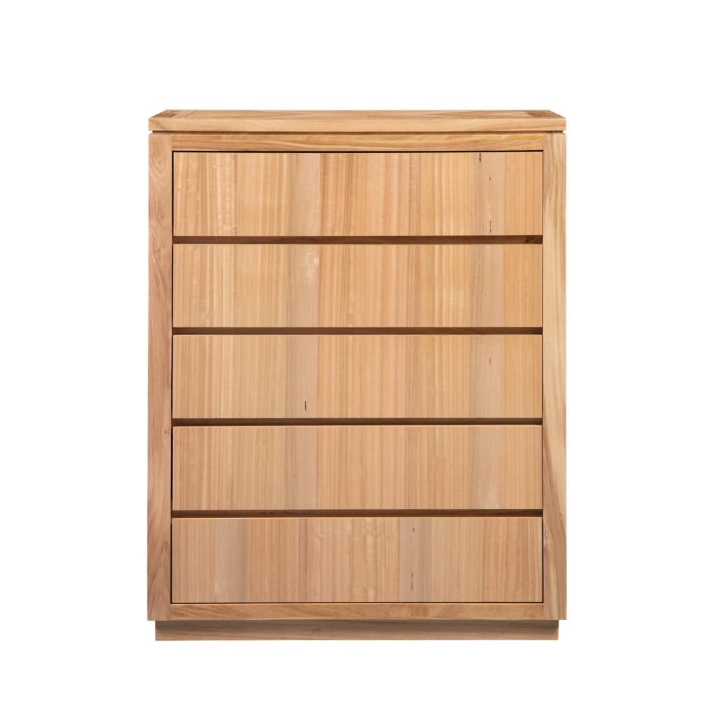 VI Highland Oak Timber Framed 5 Drawer Tallboy