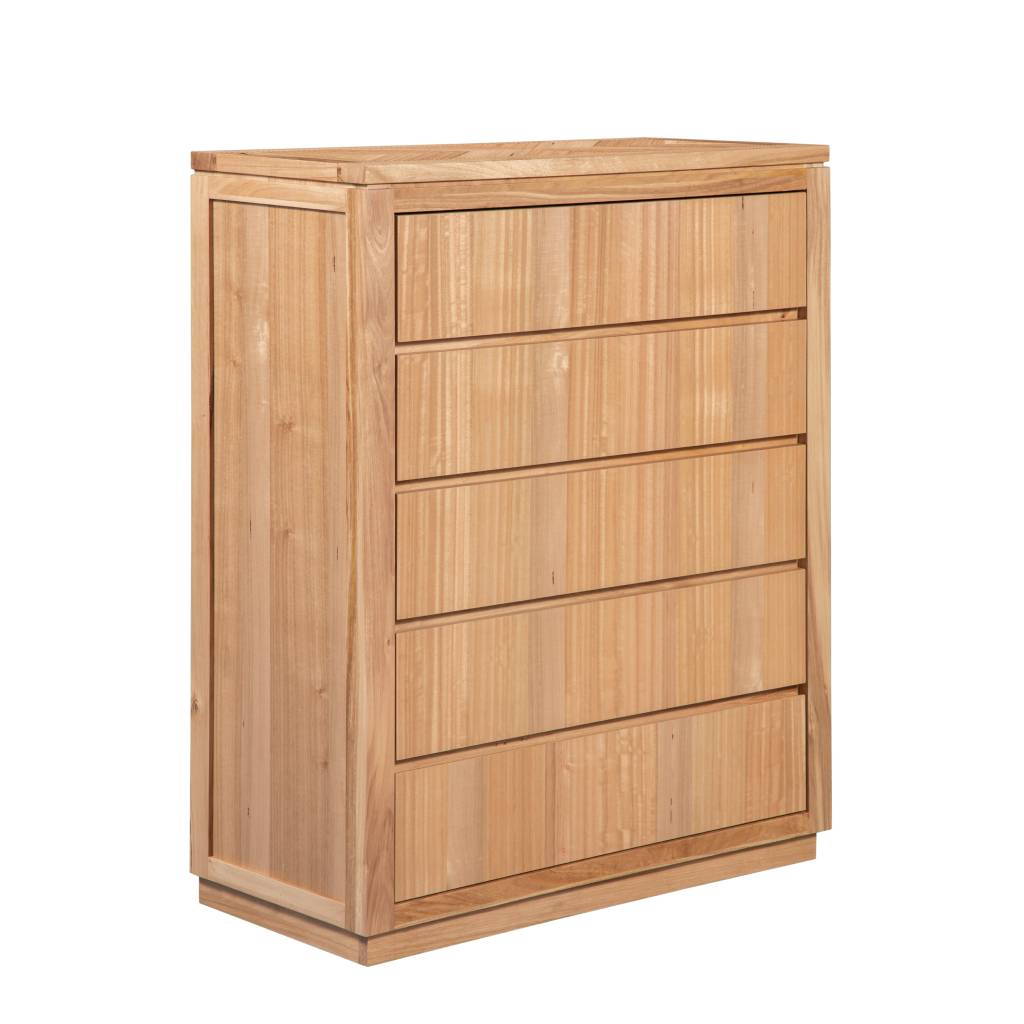 VI Highland Oak Timber Framed 5 Drawer Tallboy