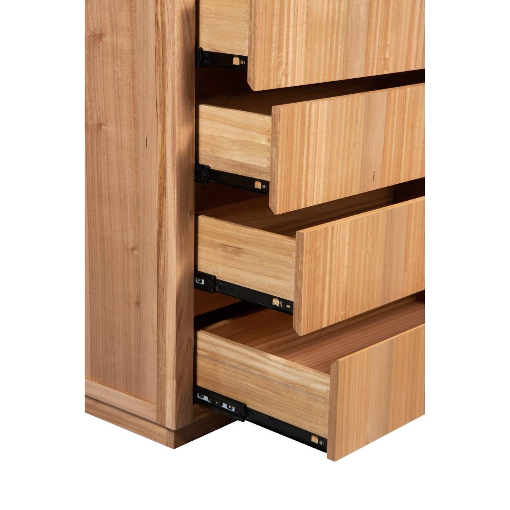 VI Highland Oak Timber Framed 5 Drawer Tallboy