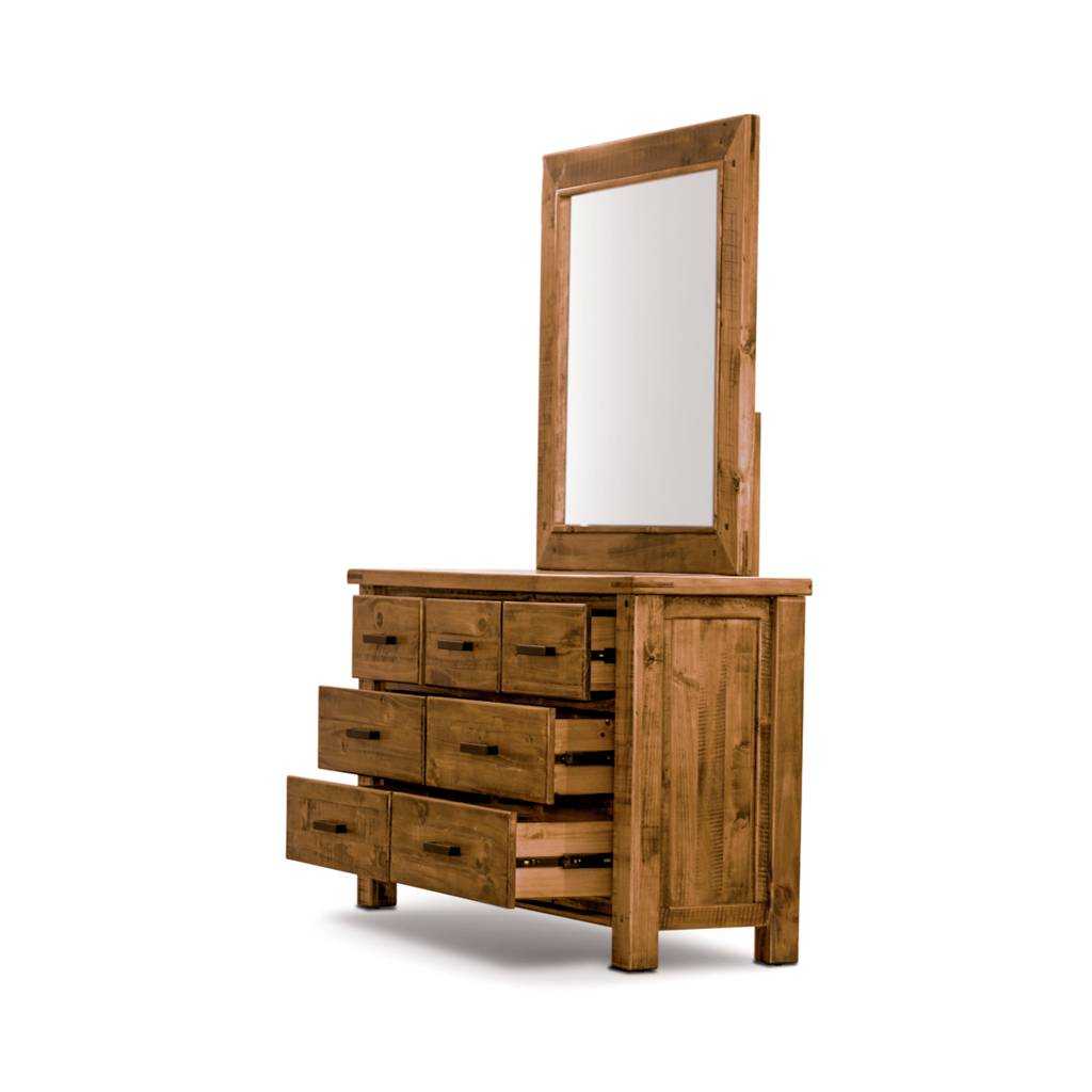 VI Outback Solid Timber Dresser 3 Over 4 Drawers with Mirror