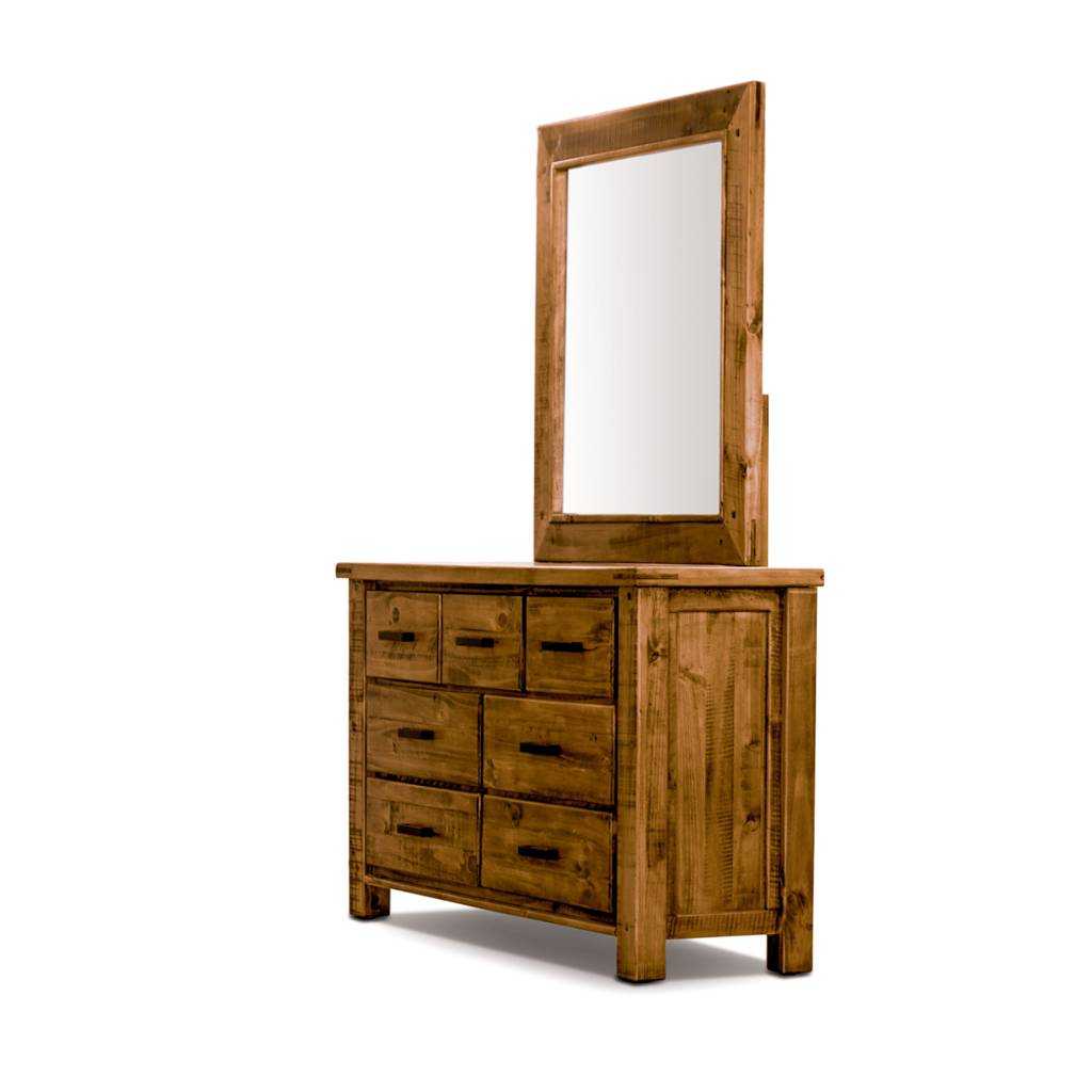 VI Outback Solid Timber Dresser 3 Over 4 Drawers with Mirror