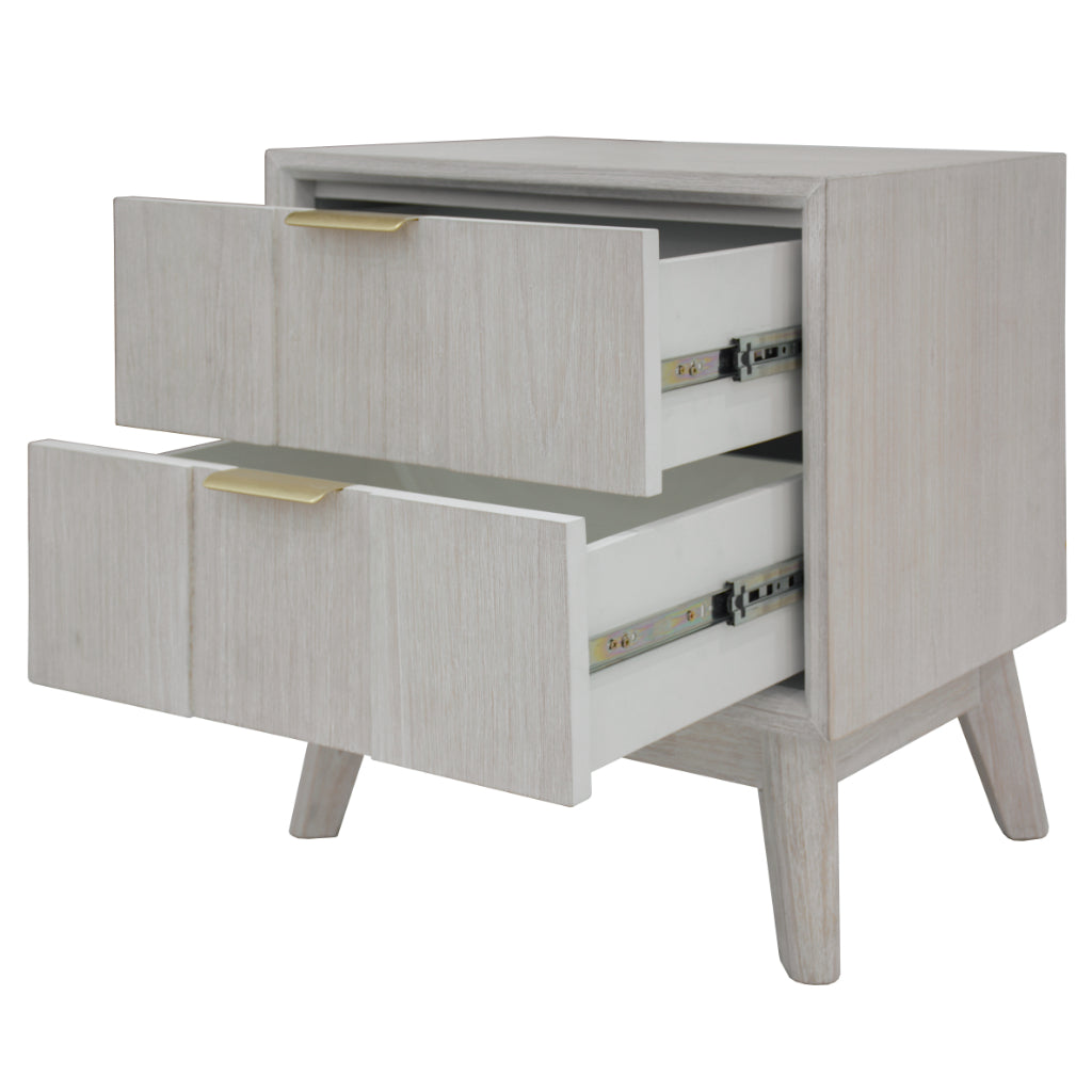 VI Alena Solid Timber 2 Drawer Bedside Table
