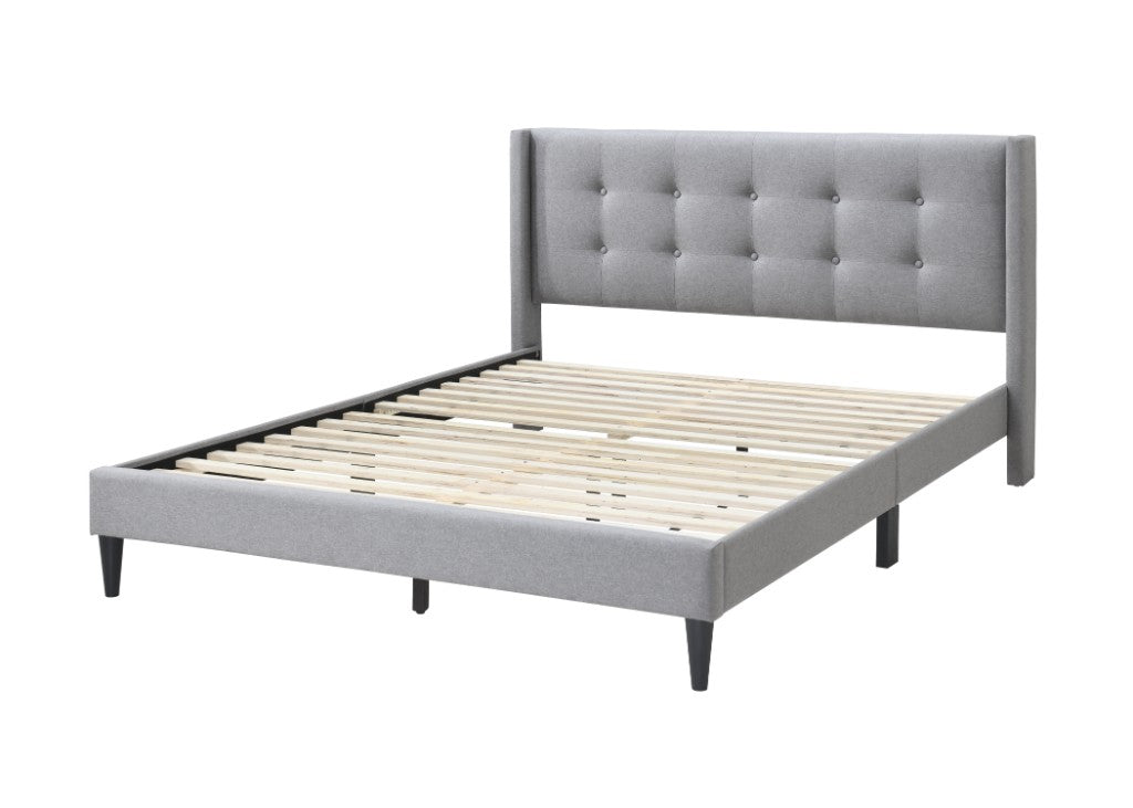 VI Delilah Fabric Upholstered Bed with Tufted Buttoned Headboard
