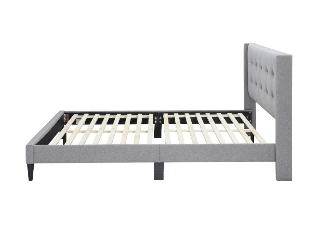 VI Delilah Fabric Upholstered Bed with Tufted Buttoned Headboard