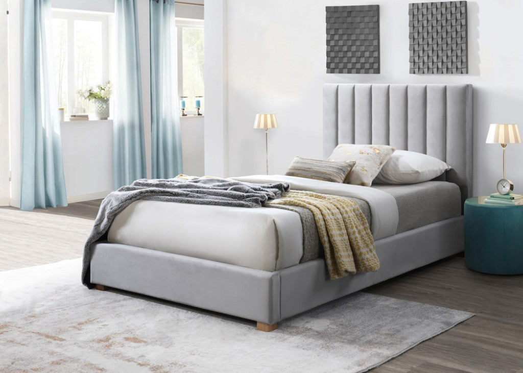 VI Marcus Fabric Upholstered Timber Leg Bed
