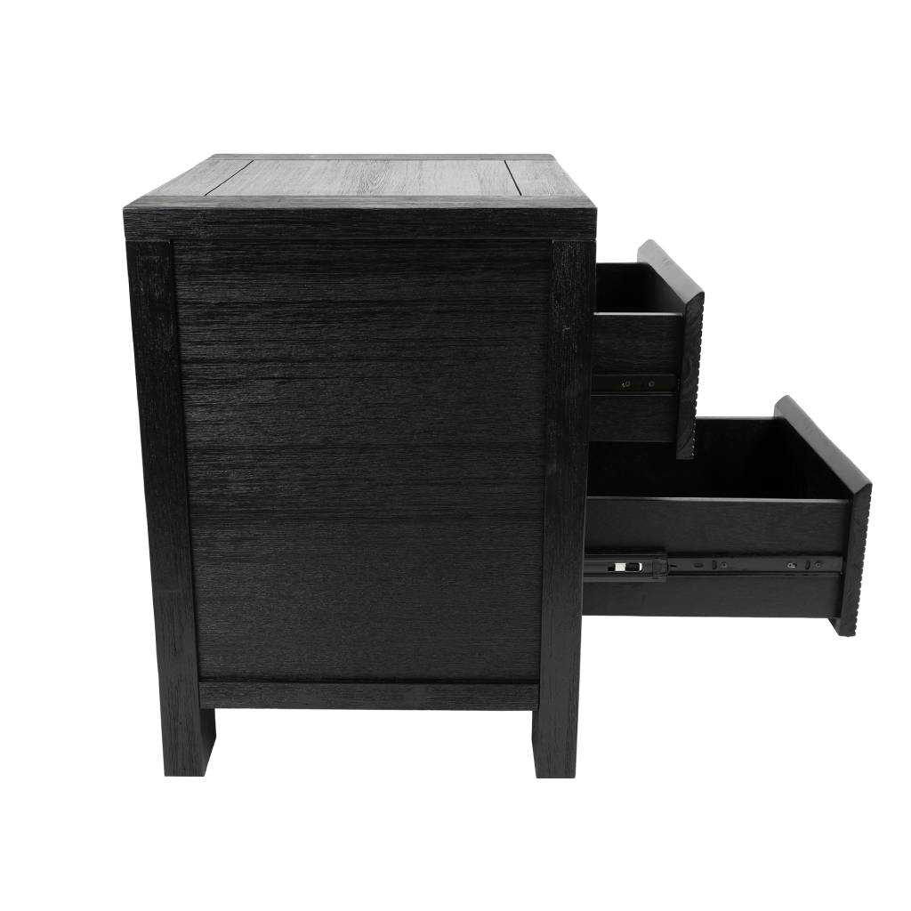 VI Messina Bedside with 2 Drawers - Black