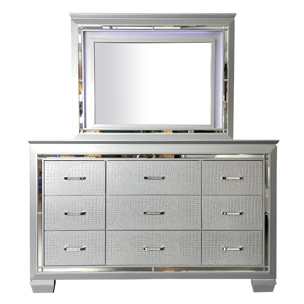 VI Veronica Timber Framed 9 Drawer Dressing Table with Mirror