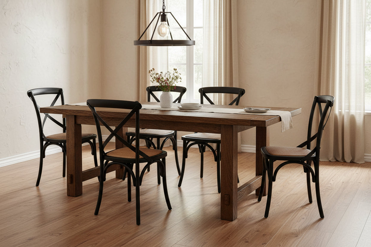VI Cafe Timber Framed Ratan Seat Dining Chair