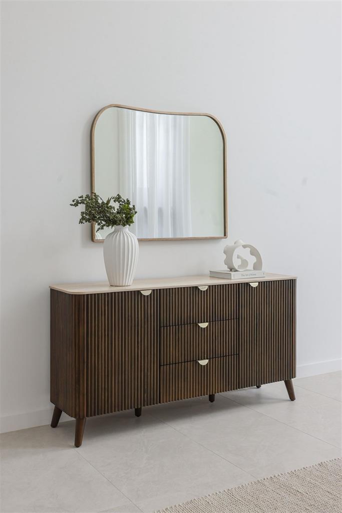 VI Cotswold Travertine Stone Top 3 Drawer and 2 Doors Buffet