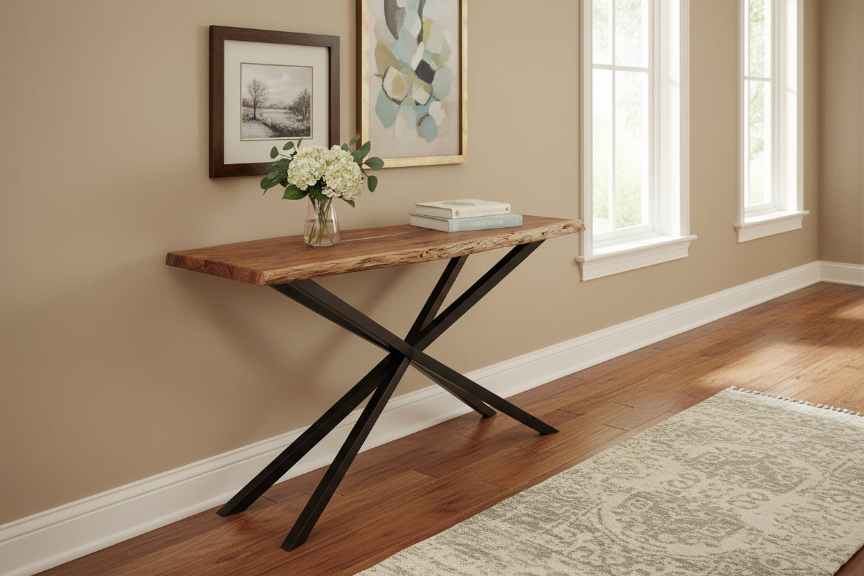 VI Elba Solid Timber Metal Legs Console Table