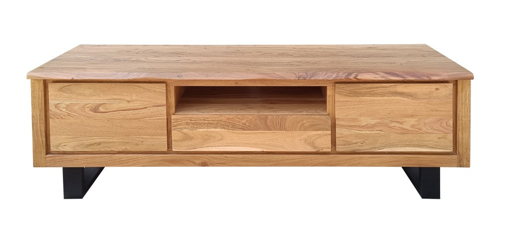 VI Elba Solid Timber Metal Base 2 Door 1 Drawer Entertainment Unit