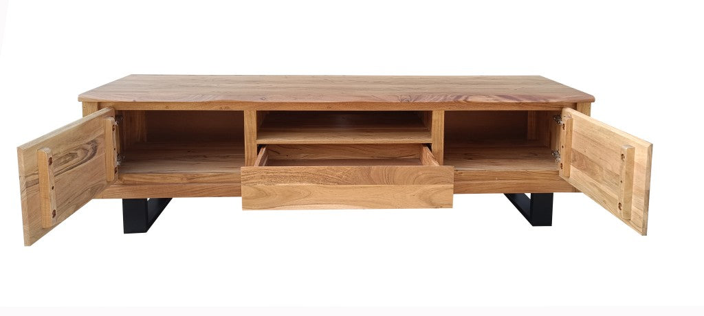 VI Elba Solid Timber Metal Base 2 Door 1 Drawer Entertainment Unit