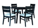 VI Ella Solid Timber Round Dining Table with Fabric Seated 4 Chairs Set