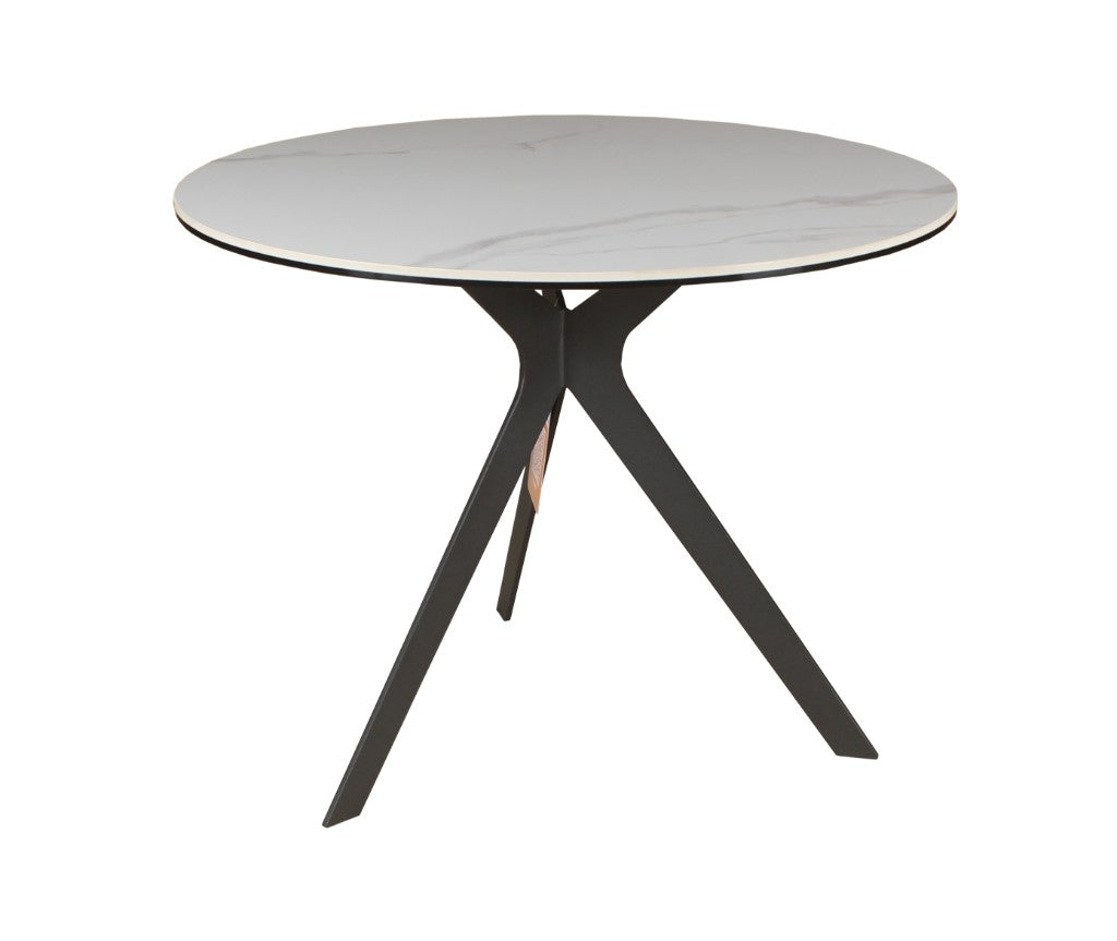 VI Flip Ceramic Top Metal Leg Round Side Table