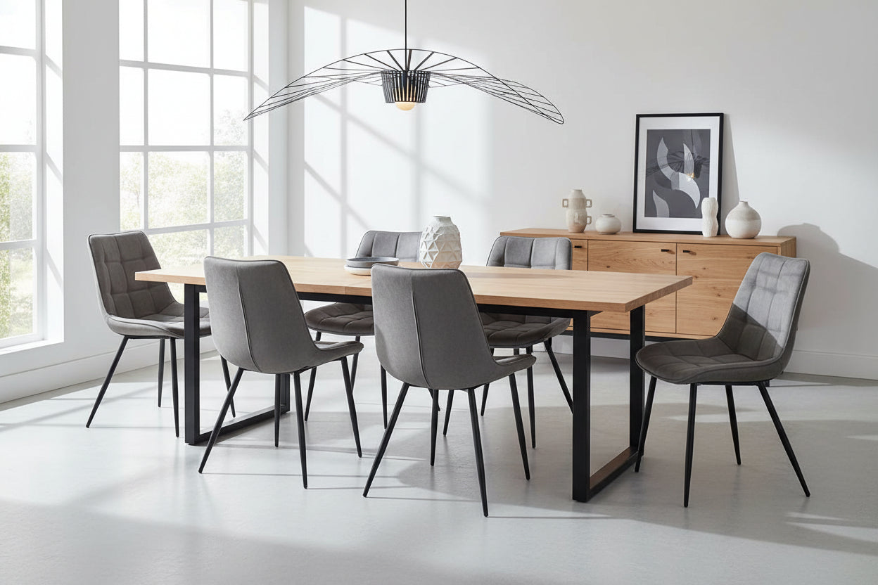 VI Giselle PU Leather Upholstered Metal Leg Dining Chair