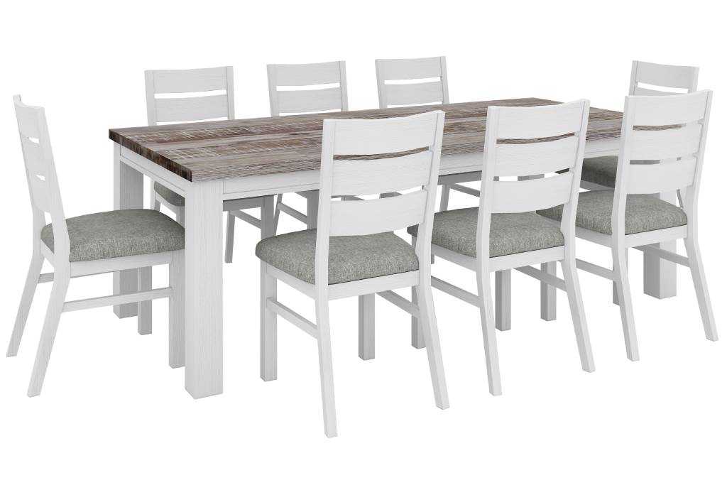 VI Homestead Solid Timber Dining Table & 8 Chairs Set