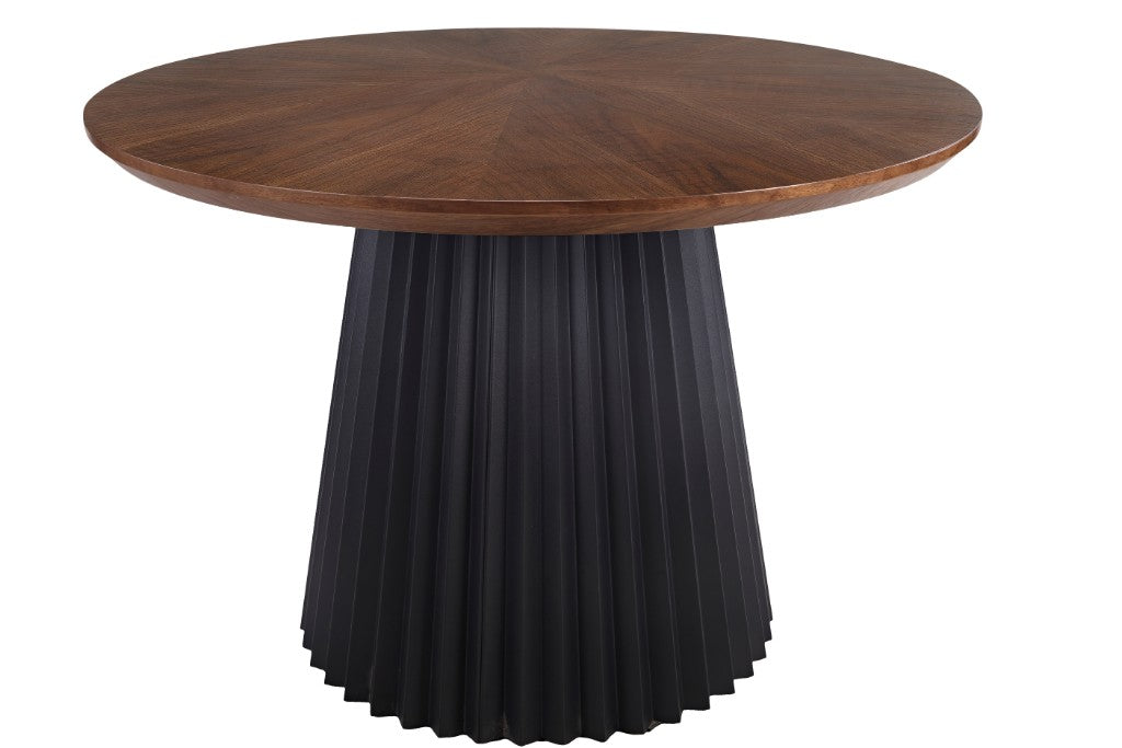 VI Hugo Metal Base Round Dining Table with 4 Fabric Chair Set