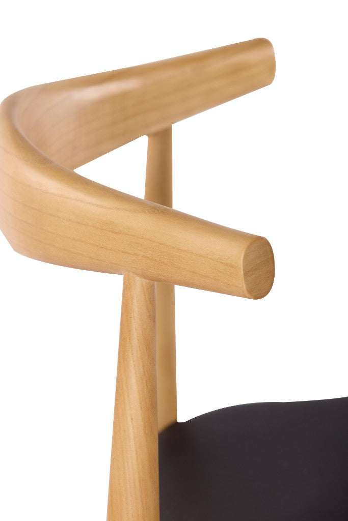 VI Leif Elbow PU Leather Seat Timber Leg Dining Chair