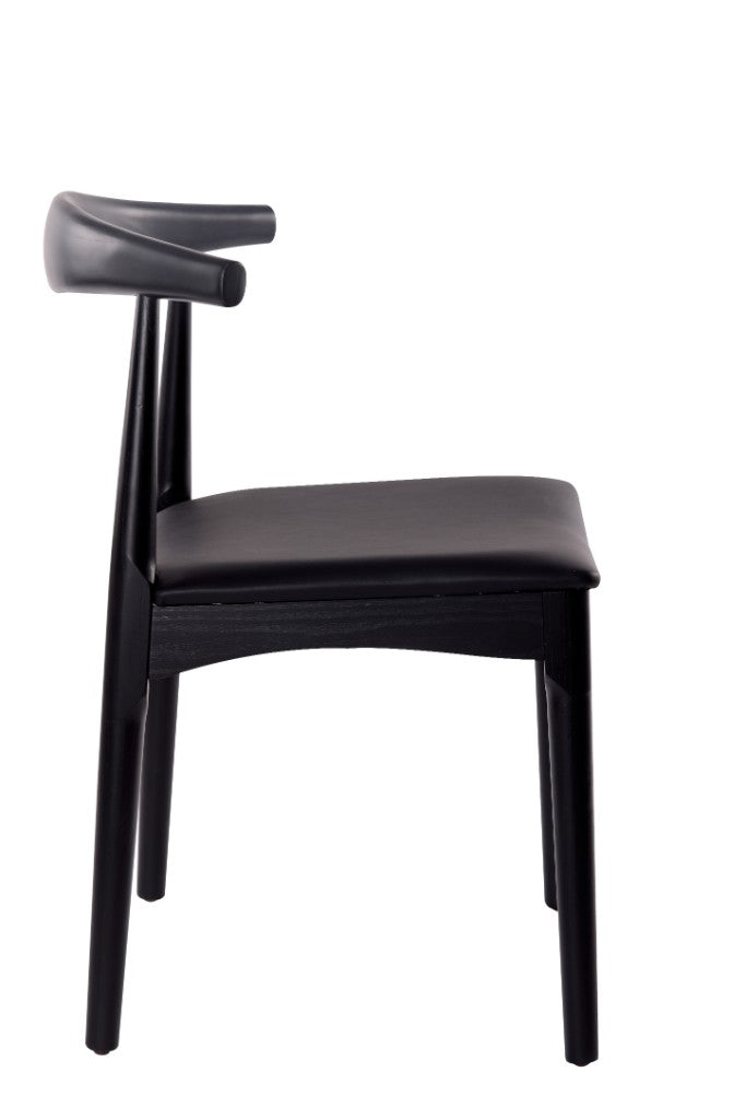 VI Leif Elbow PU Leather Seat Timber Leg Dining Chair