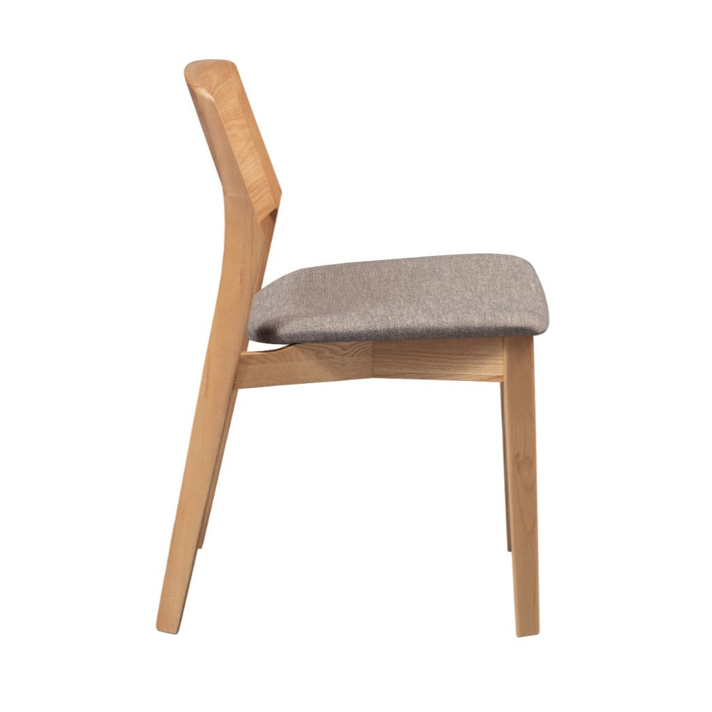 VI Lipwood Fabric Seat Solid Timber Dining Chair