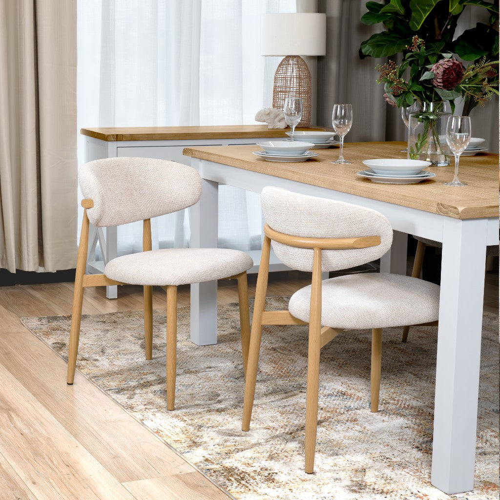 VI  Libra Fabric Upholstered Metal Leg Dining Chair