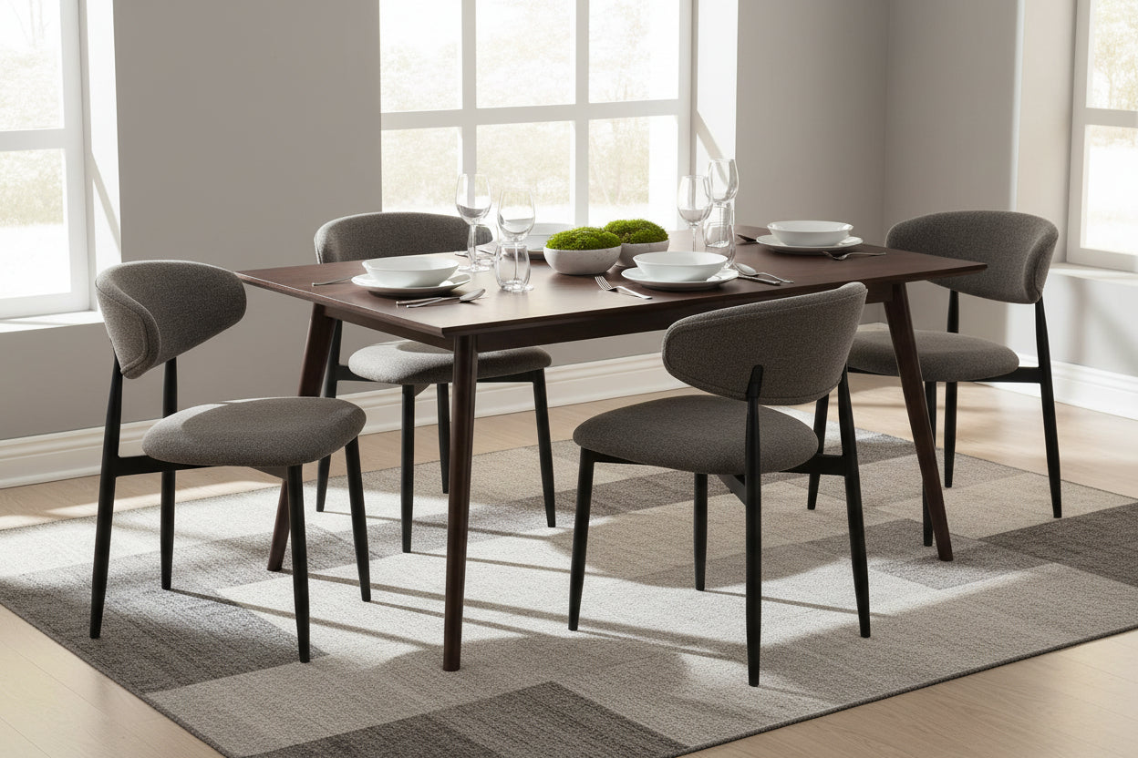 VI Louis Fabric Upholstered Metal Leg Dining Chair