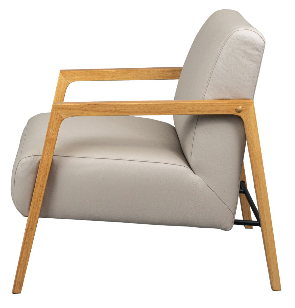 VI Mason Leather Upholstered Timber Legs Armchair