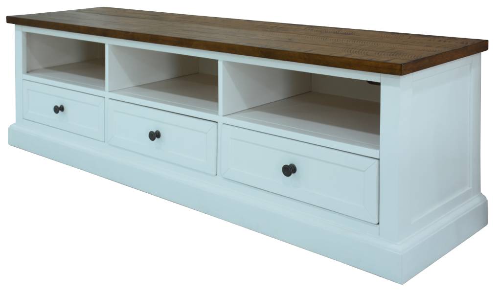 VI Montreal Solid Timber TV Unit with 3 Drawers & 3 Niches