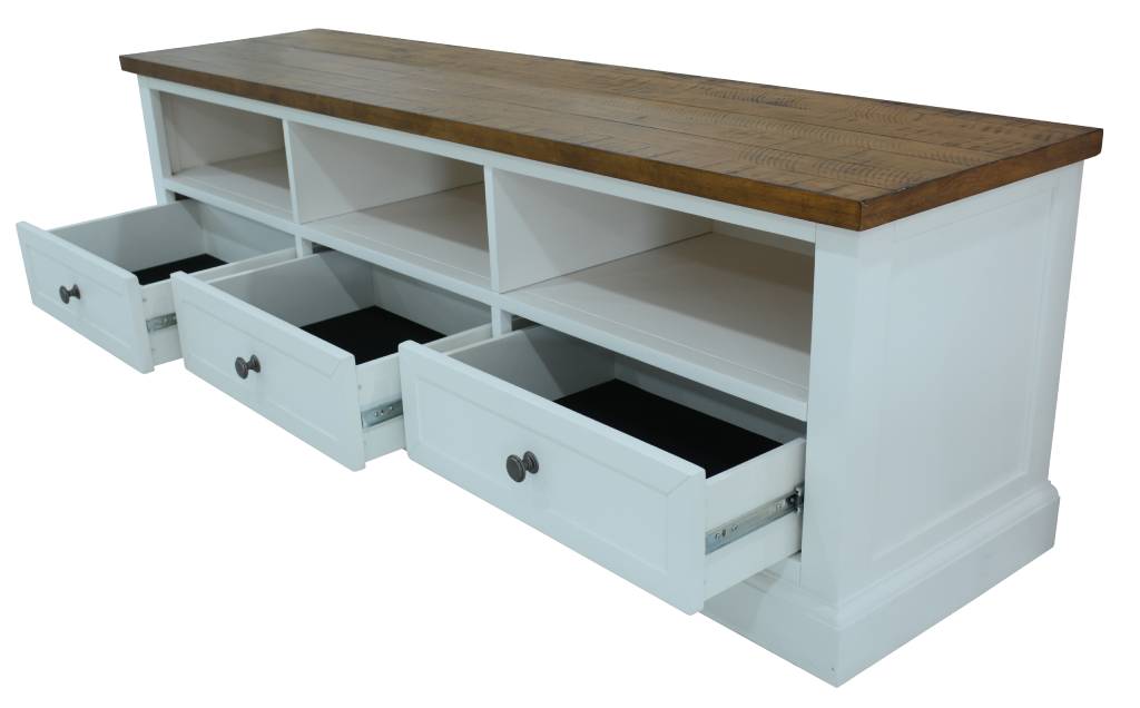 VI Montreal Solid Timber TV Unit with 3 Drawers & 3 Niches